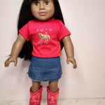 18" high quality Hearts and Horsie outfit with boots-Mixed and Rooted