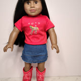 18" high quality Hearts and Horsie outfit with boots-Mixed and Rooted