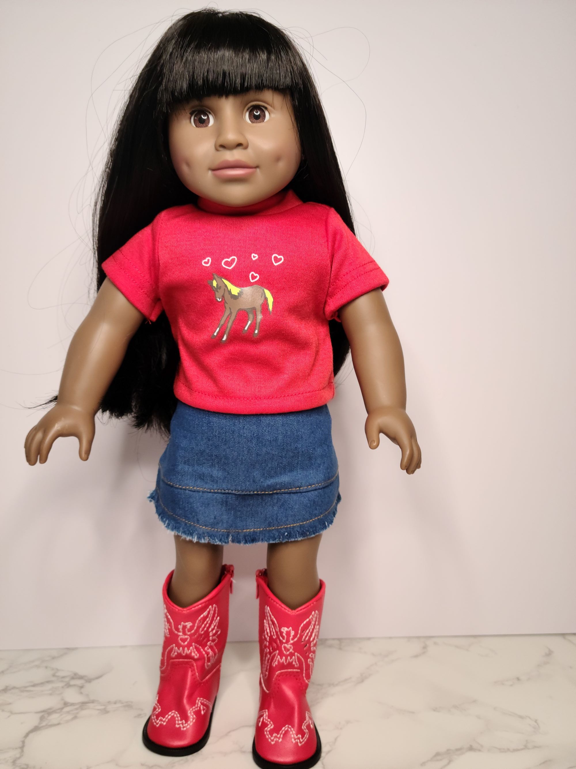 18" high quality Hearts and Horsie outfit with boots-Mixed and Rooted