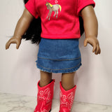 18" high quality Hearts and Horsie outfit with boots-Mixed and Rooted
