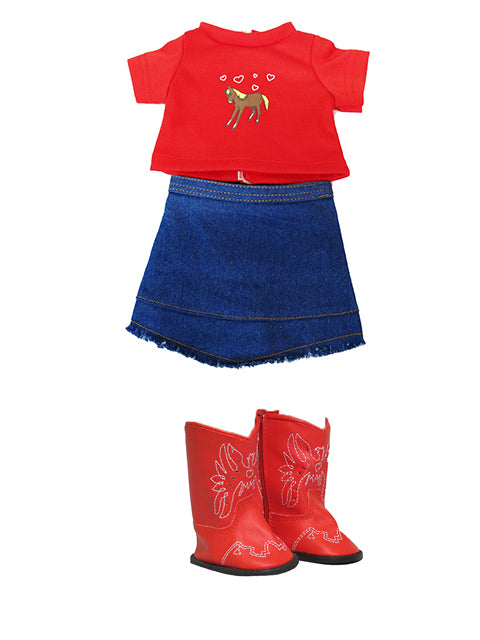 18" high quality Hearts and Horsie outfit with boots-Mixed and Rooted