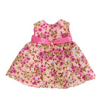 18″ Pink Floral Dress with Straw Hat-Mixed and Rooted