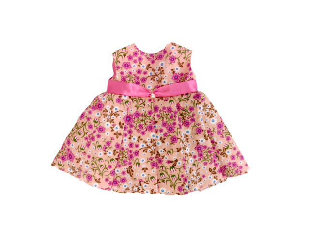 18″ Pink Floral Dress with Straw Hat-Mixed and Rooted