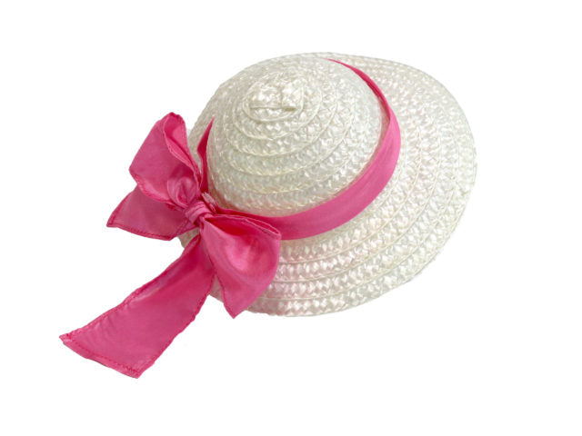 18″ Pink Floral Dress with Straw Hat-Mixed and Rooted