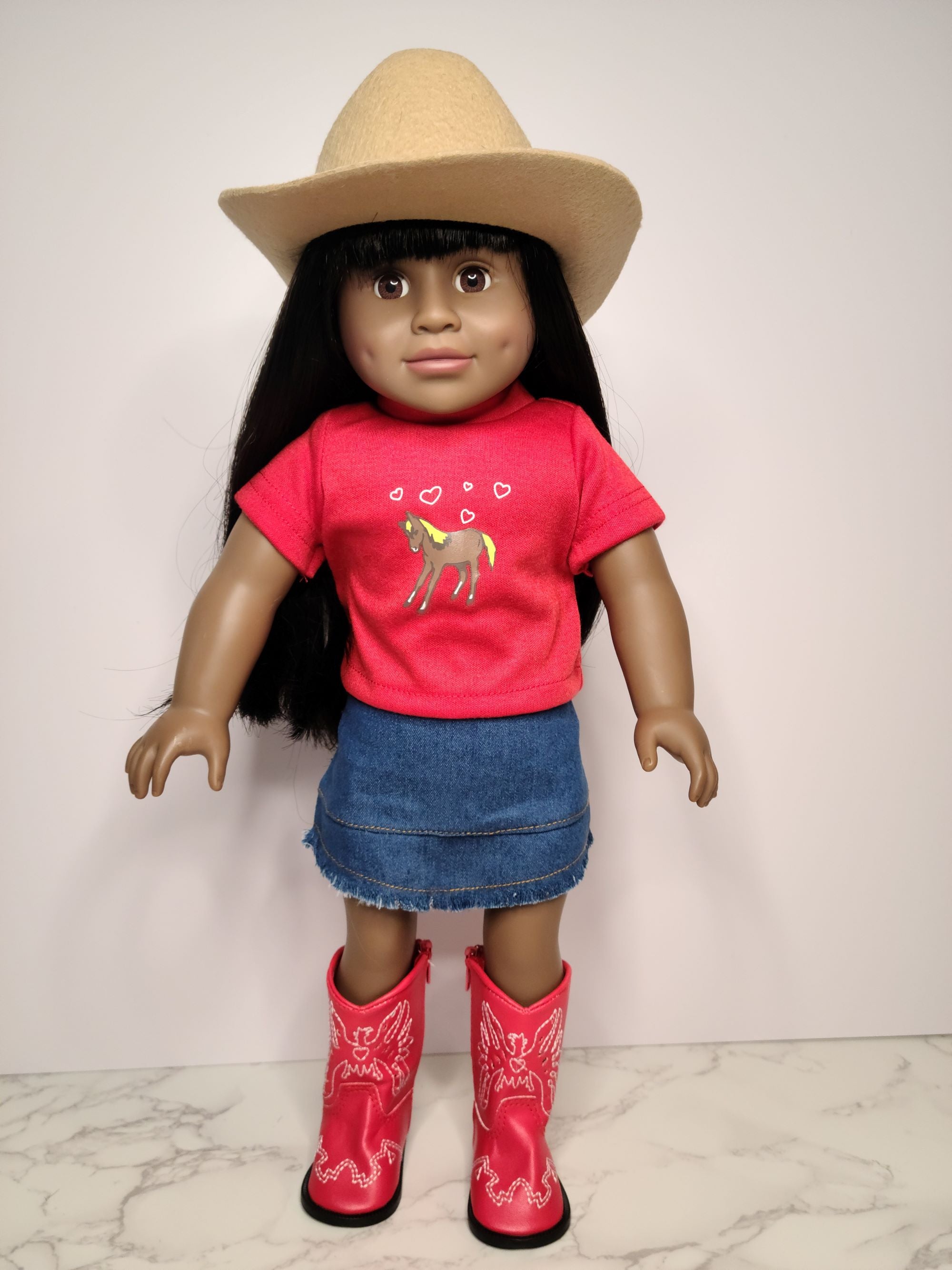 18" high quality Hearts and Horsie outfit with boots-Mixed and Rooted