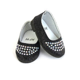 18″ Black Glitter Rhinestone Flats-Mixed and Rooted