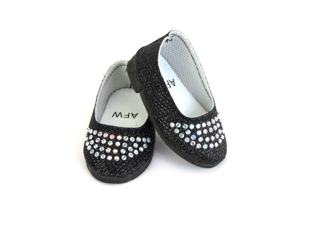 18″ Black Glitter Rhinestone Flats-Mixed and Rooted