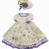 18″ Purple Floral Floor Length Colonial Dress-Mixed and Rooted