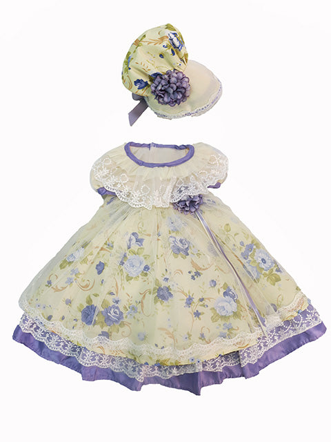 18″ Purple Floral Floor Length Colonial Dress-Mixed and Rooted