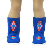 18 inch blue boots with embroidery flowers-Mixed and Rooted