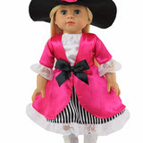 18" Pink Buccaneer Dress with hat.